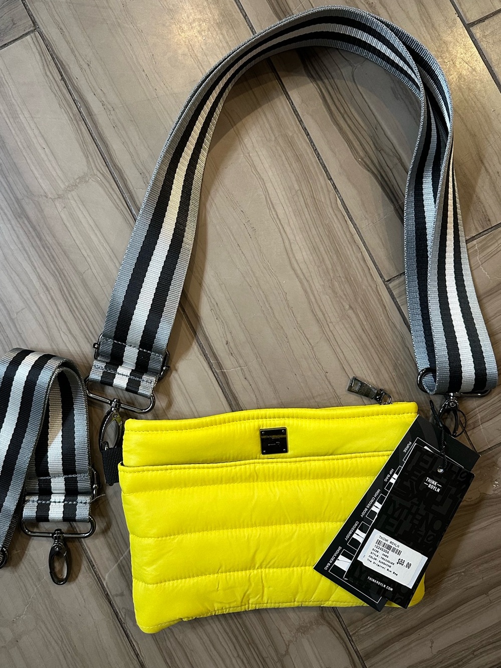 🌻HP!🌻 Think Royln Quilted Neon Yellow Crossbody Bum Bag NWT